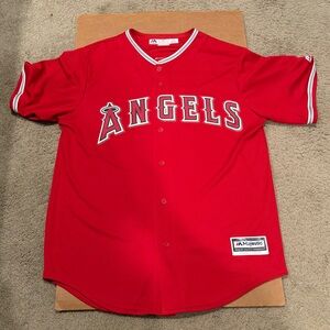 Majestic Mike Trout Anaheim Angels Red Cool Base Jersey Men’s Size L Made in USA